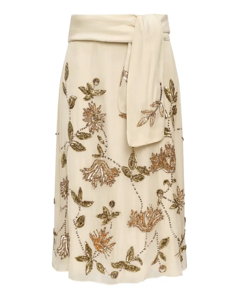 Maliparmi Silver Garden sequin-embellished skirt - Nude Nude