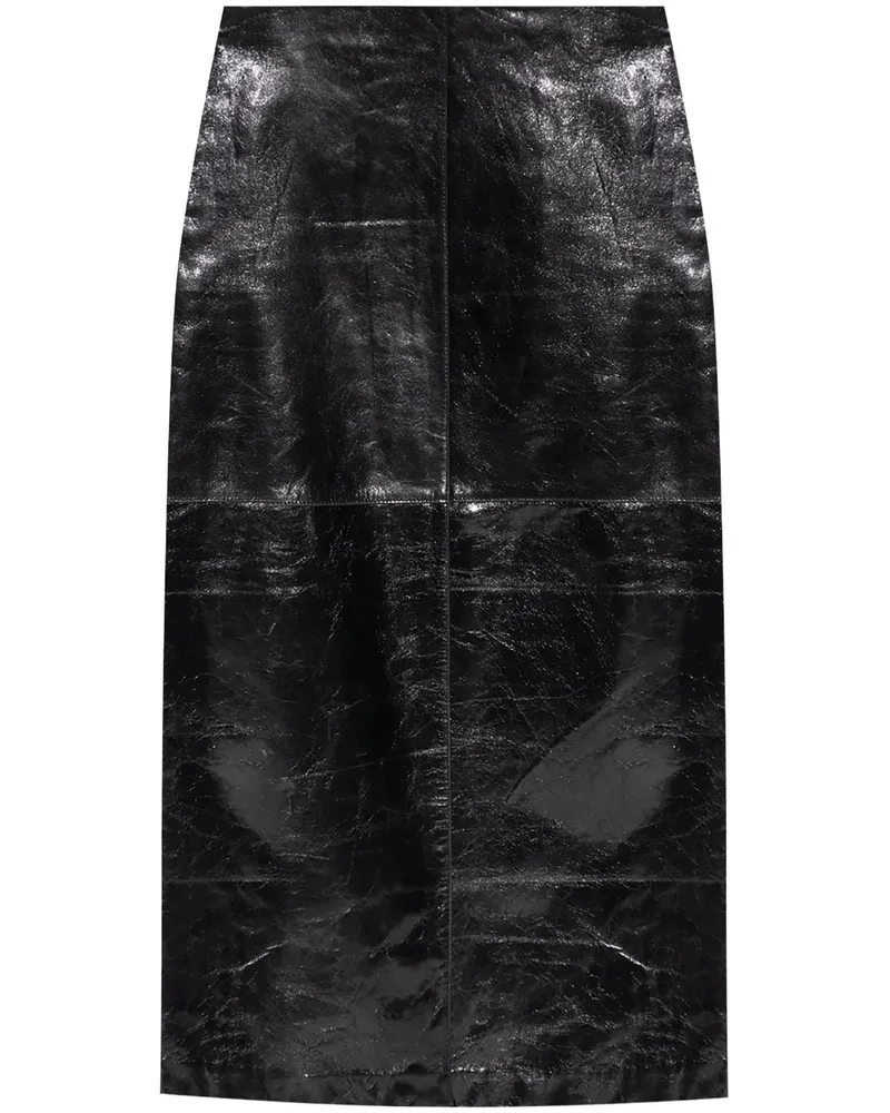 SPORTMAX Klassischer Lederrock - Schwarz Schwarz
