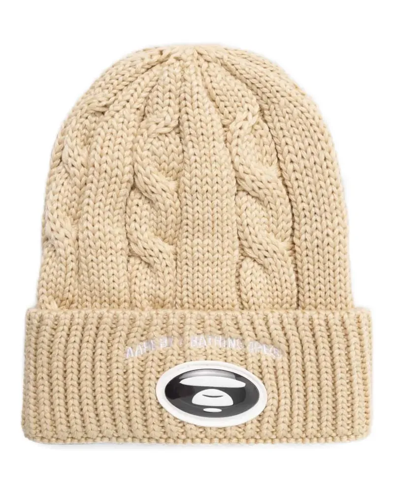 BAPE Beanie mit Zopfmuster - Nude Nude