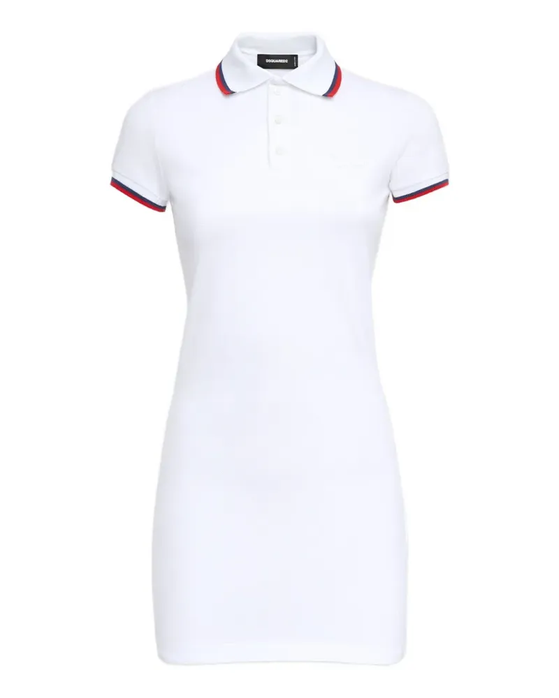 Dsquared2 contrast-trim polo-collar cotton mini dress - Weiß Weiß