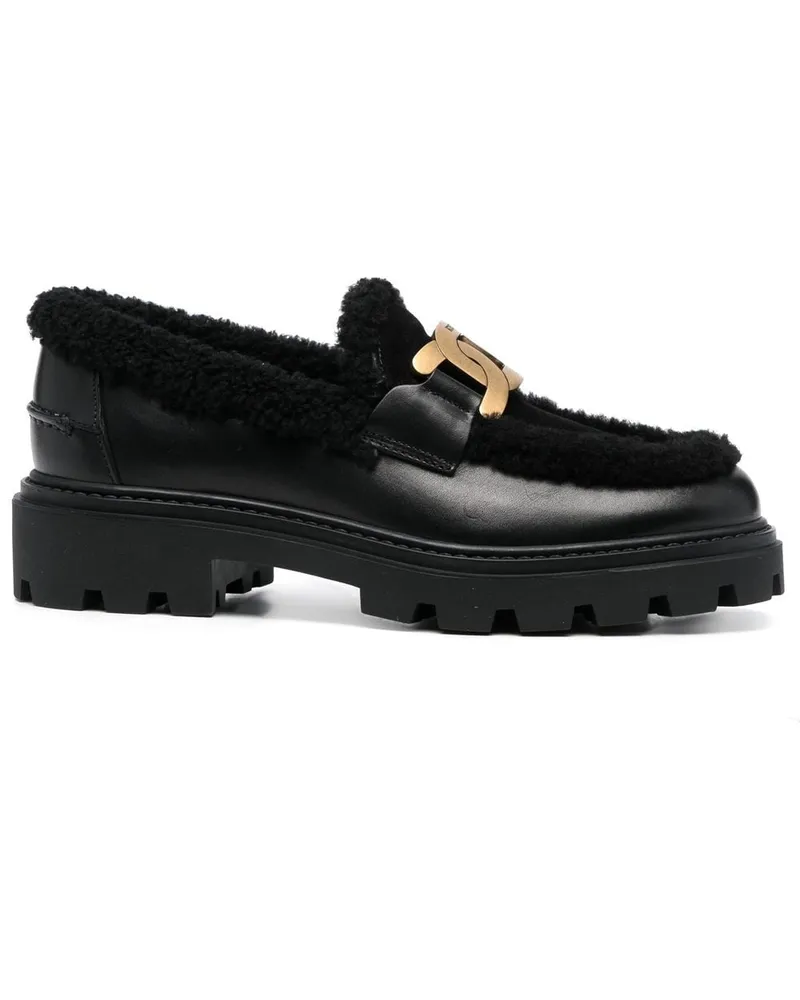 TOD'S Loafer mit Shearling-Futter - Schwarz Schwarz