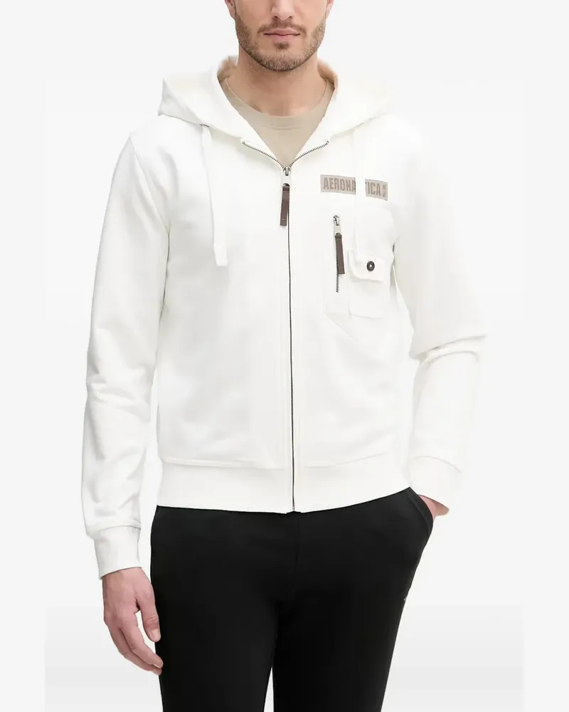 Aeronautica Militare logo-patch zip-up hoodie - Weiß Weiß