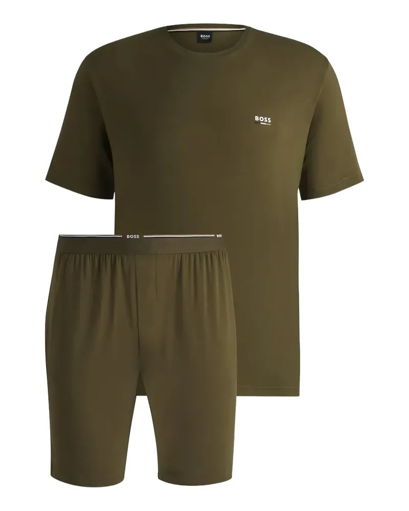 HUGO BOSS Pyjama mit Logo-Print - Grün Grün