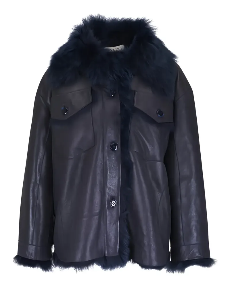 TWP Aspen Lederjacke mit Knöpfen - Blau Blau