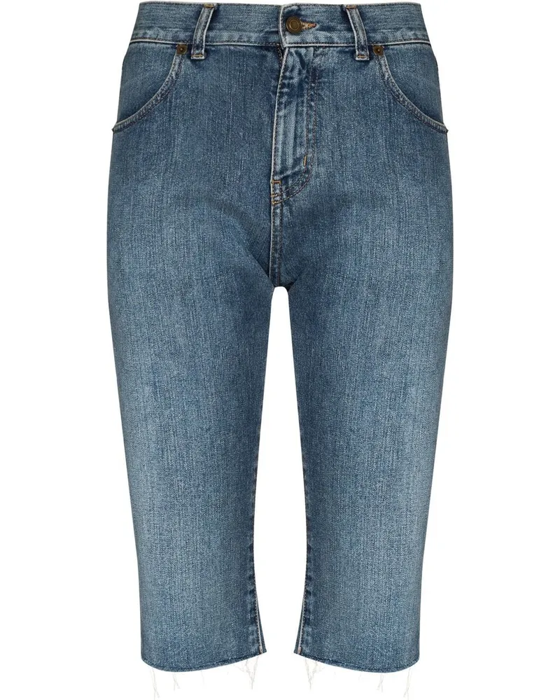 Saint Laurent Hoch sitzende Jeans-Shorts - Blau Blau