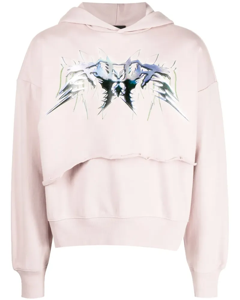 WE 11 DONE Hoodie mit Logo-Patch - Rosa Rosa