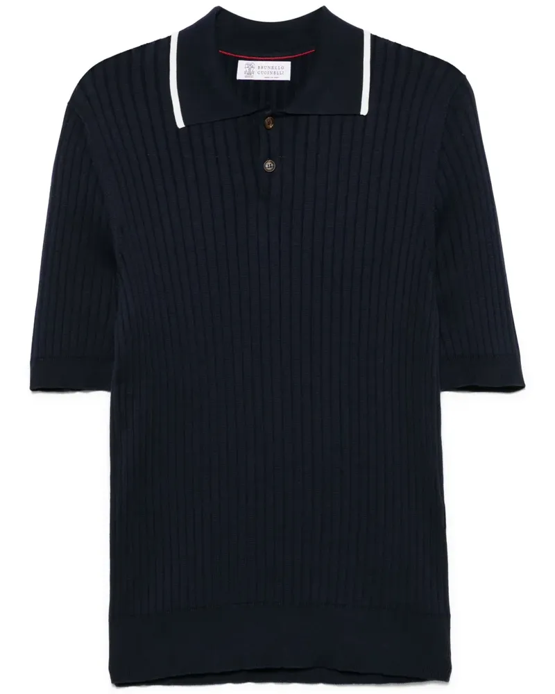 Brunello Cucinelli Geripptes Poloshirt - Blau Blau