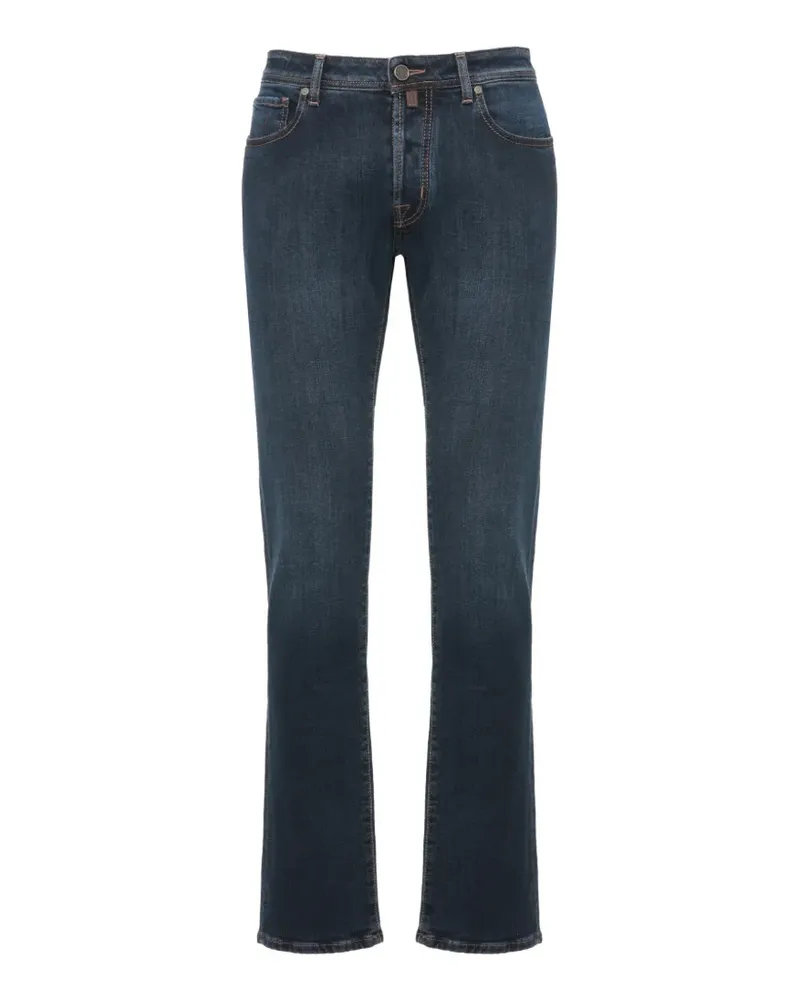Jacob Cohën logo-patch straight-leg jeans - Blau Blau