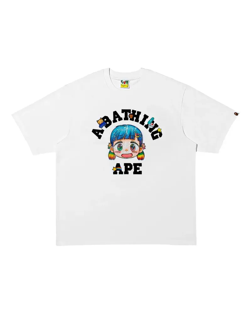 BAPE x Mr. College T-Shirt mit lockerem Schnitt - Weiß Weiß