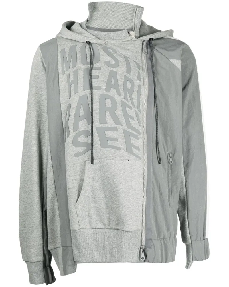 Mostly Heard Rarely Seen Asymmetrischer Hoodie mit Logo-Print - Grau Grau