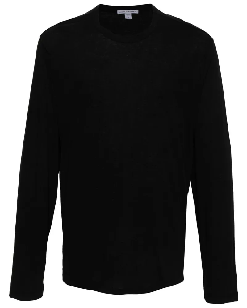 James Perse Klassisches Langarmshirt Schwarz