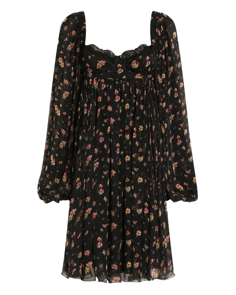 Dolce & Gabbana Minikleid aus Blumenspitze - Schwarz Schwarz