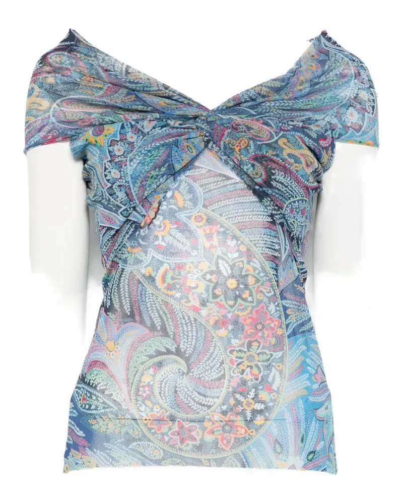 Etro flower-pattern top - Blau Blau