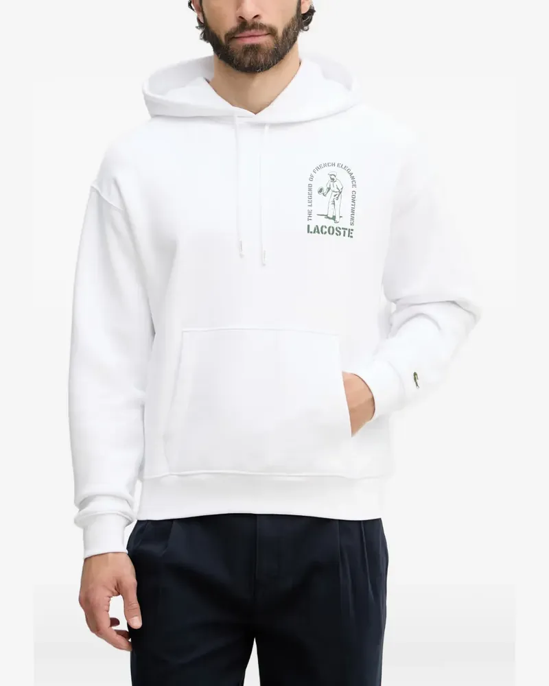 Lacoste graphic-print drawstring hoodie - Weiß Weiß