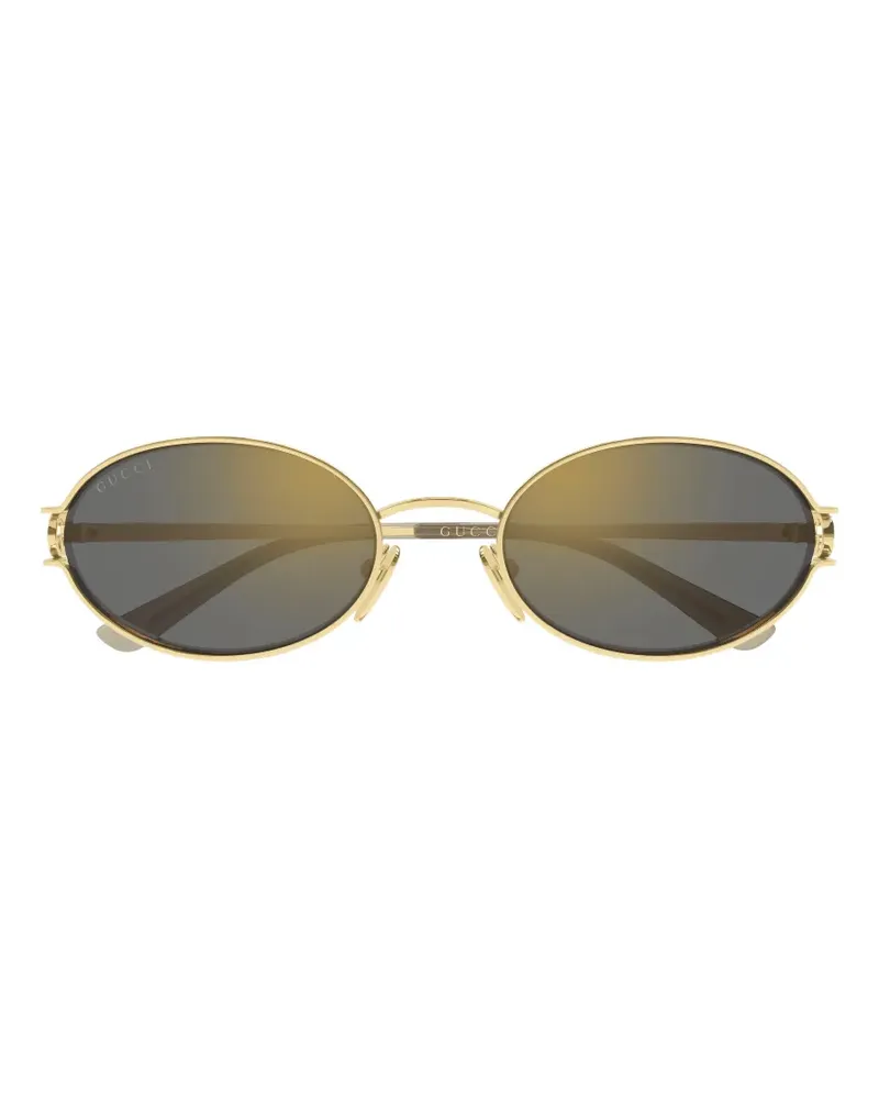 Gucci Ovale Sonnenbrille mit Logo-Detail - Gold Gold