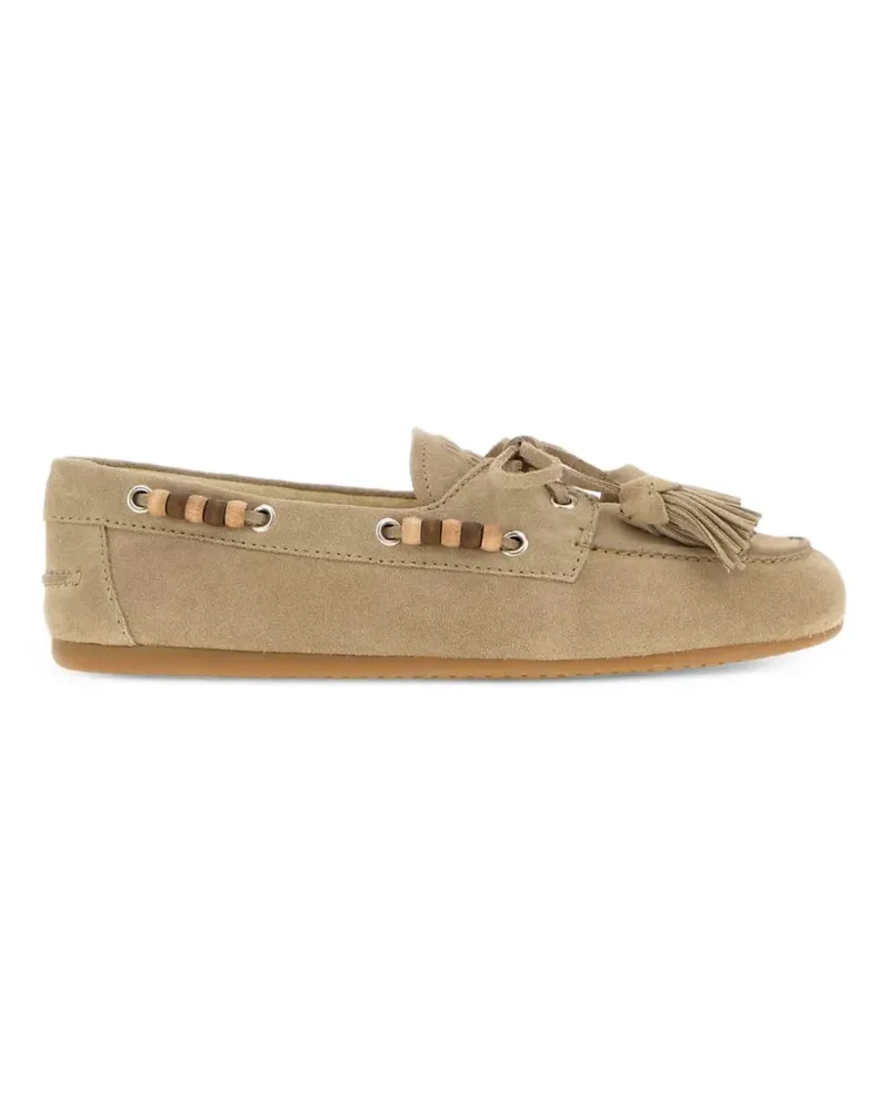 Miu Miu beaded tassel-detail loafers - Nude Nude