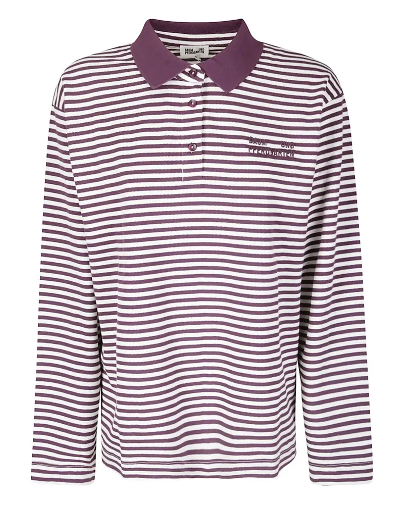 Baum und Pferdgarten Gestreiftes Poloshirt - Violett Violett