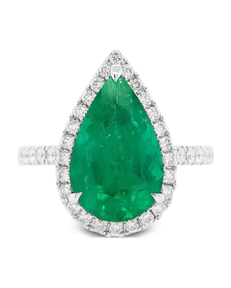 HYT Jewelry 18kt Weißgoldring mit Diamant und Smaragd Weiß