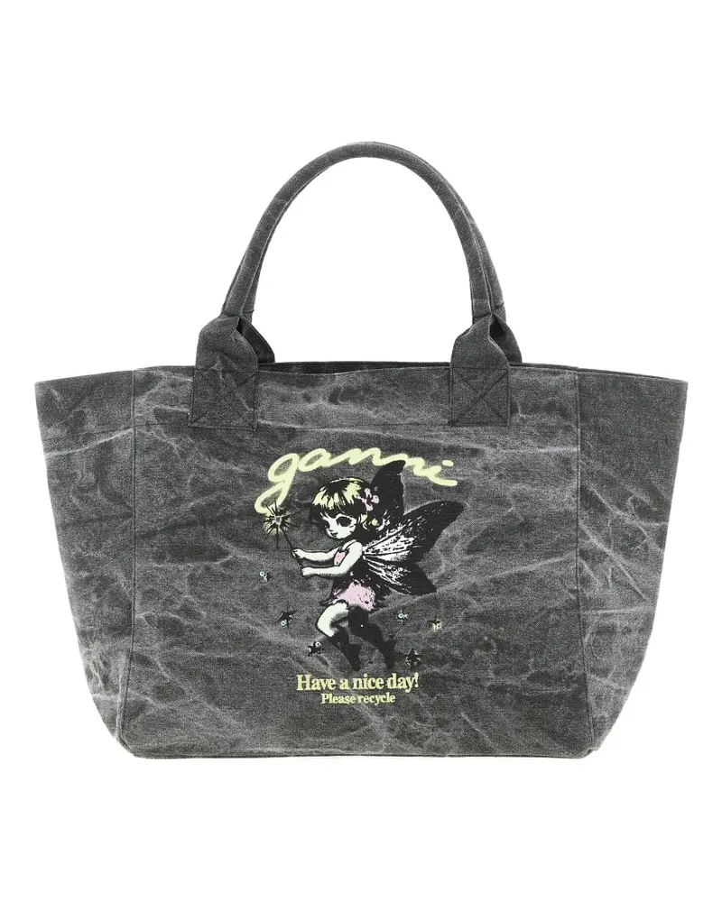 Ganni Fairy crystal-embellished tote bag - Grau Grau