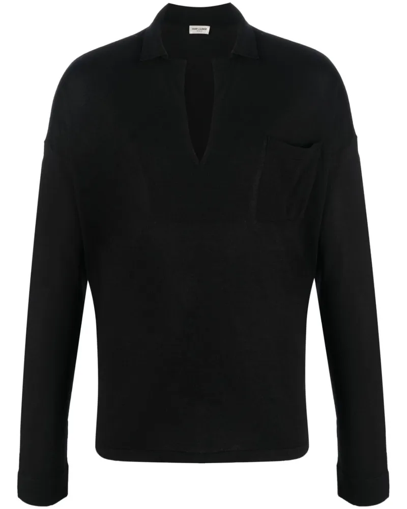 Saint Laurent Sweatshirt mit V-Ausschnitt - Schwarz Schwarz