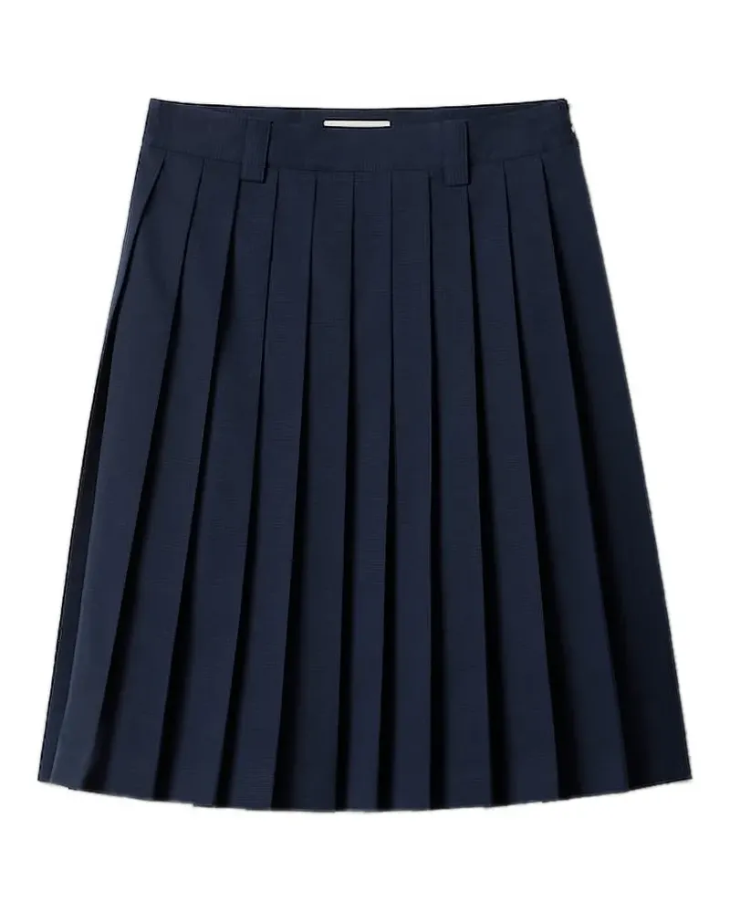 Miu Miu Falten-Midirock mit Logo-Stickerei - Blau Blau