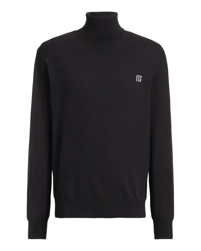 Balmain Rollkragenpullover mit Logo-Stickerei - Blau Blau