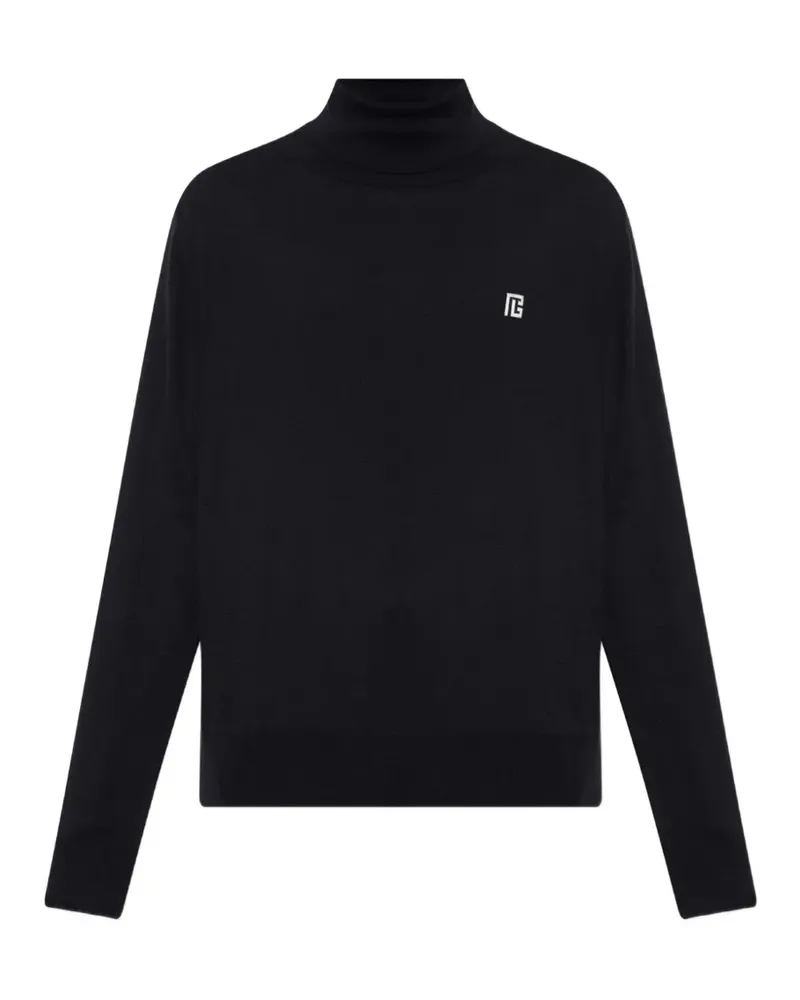 Balmain Rollkragenpullover mit Logo-Stickerei - Blau Blau
