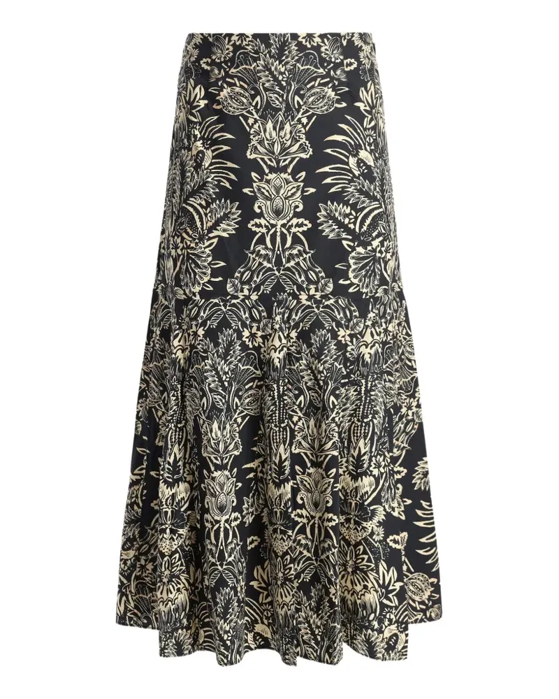 Ulla Johnson Clarisse Midirock mit Blumen - Schwarz Schwarz