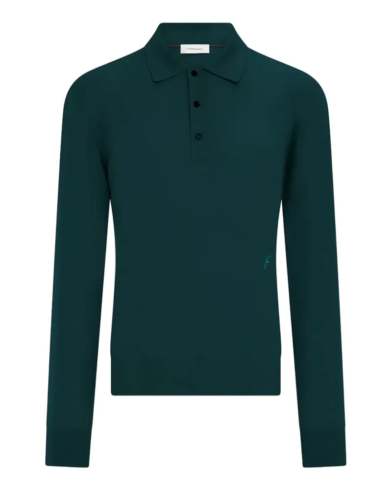 Ferragamo long-sleeve wool polo shirt - Grün Grün