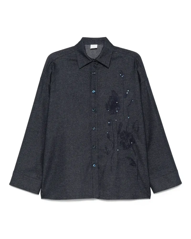 Eleventy Hemd mit Pailletten - Blau Blau
