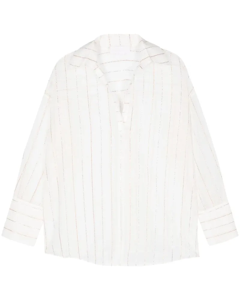 Genny Gestreifte Bluse - Weiß Weiß