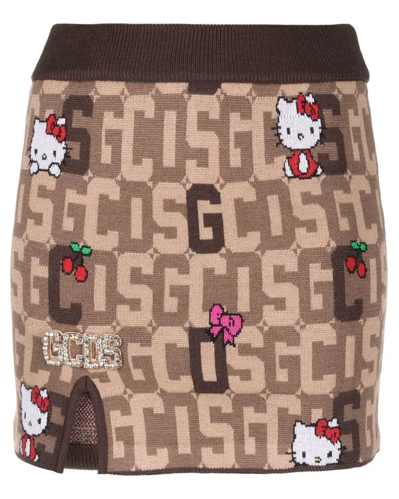 GCDS x Hello Kitty Strickrock mit Monogramm - Braun Braun