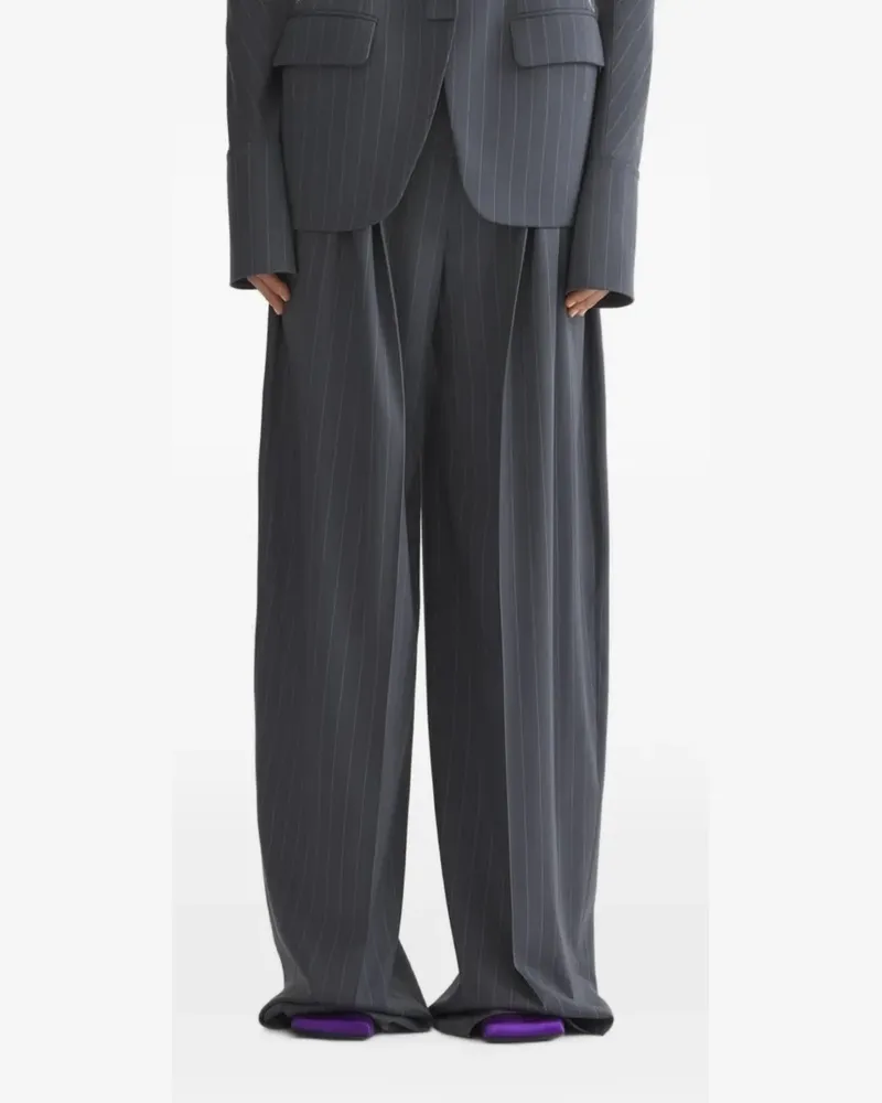 Thierry Mugler Weite Hose mit Nadelstreifen - Grau Grau