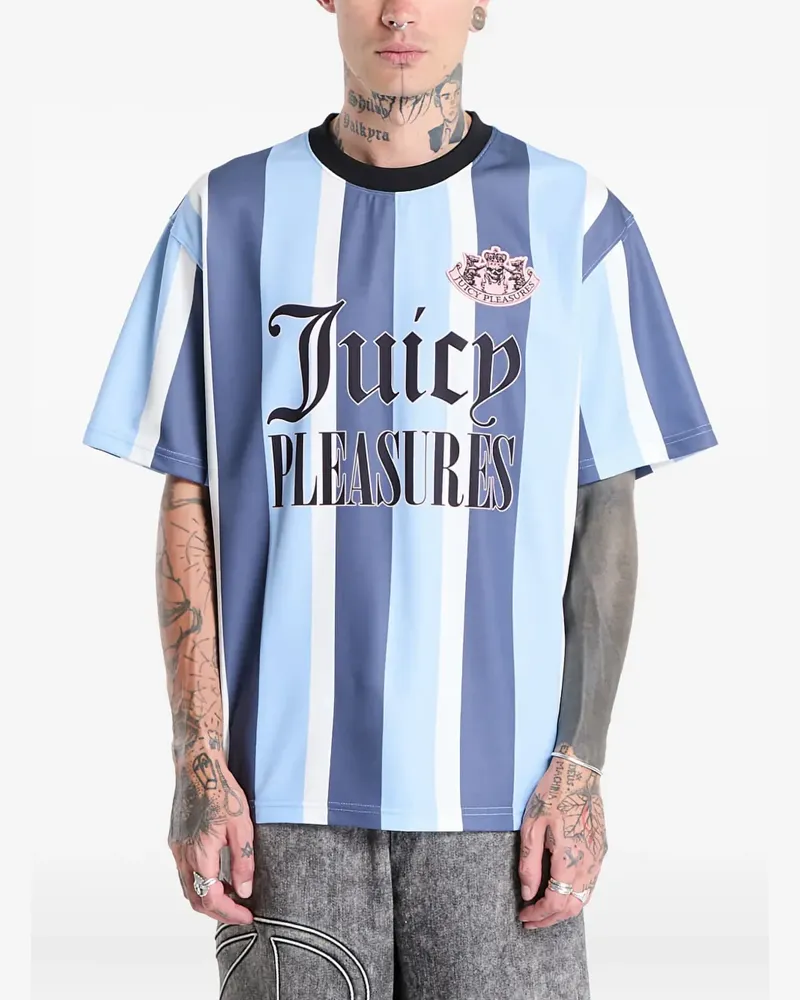 PLEASURES Gestreiftes Sport-T-Shirt - Blau Blau