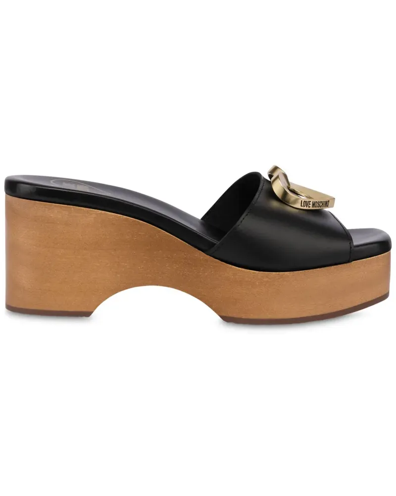 Moschino Mules mit Logo-Schild - Schwarz Schwarz