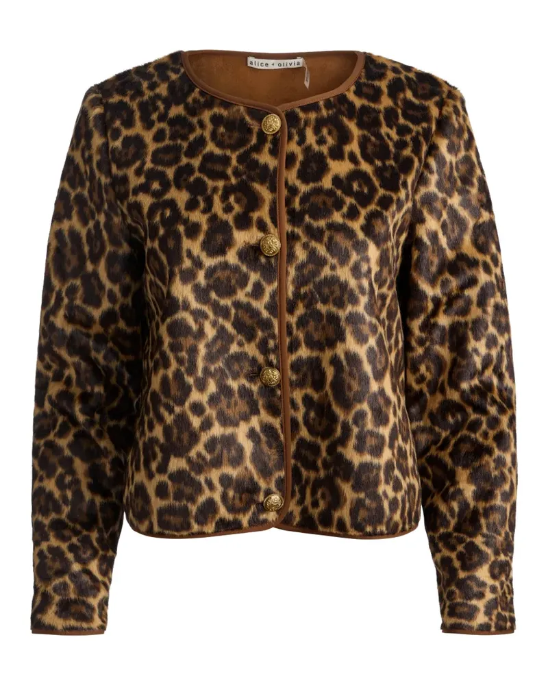 Alice + Olivia Alma Mantel aus Faux Fur mit Leopardenprint - Braun Braun