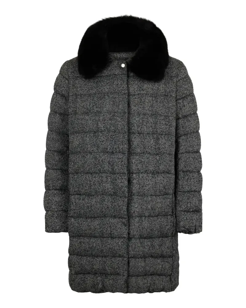 MOORER Wattierter Mantel mit Pelzkragen - Schwarz Schwarz