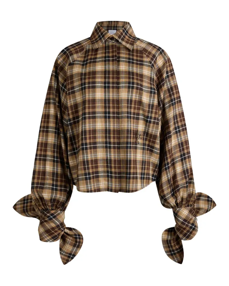 Patou Karierte Bluse mit Schleife - Braun Braun
