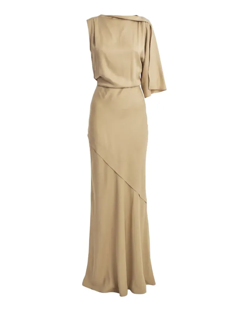 Irina Schrotter Beatrice asymmetric-sleeve maxi dress - Nude Nude