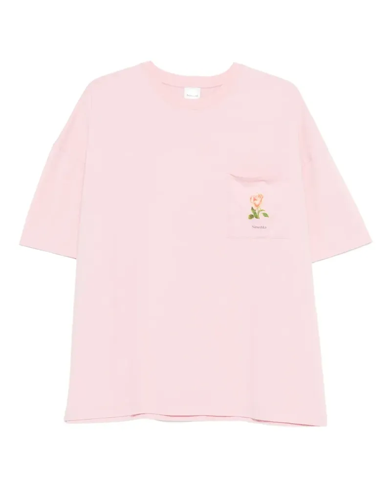 Nanushka T-Shirt mit Rosen-Print - Rosa Rosa