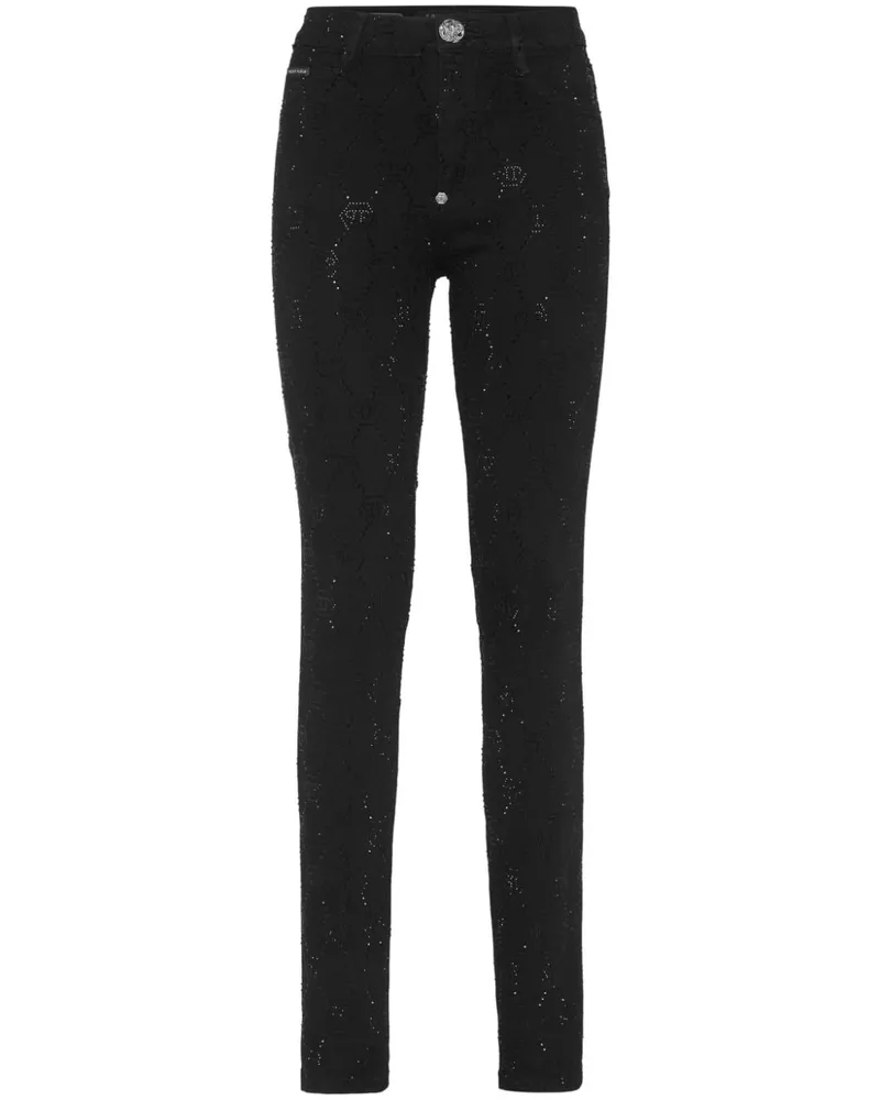 Philipp Plein Jeggings mit hohem Bund - Schwarz Schwarz