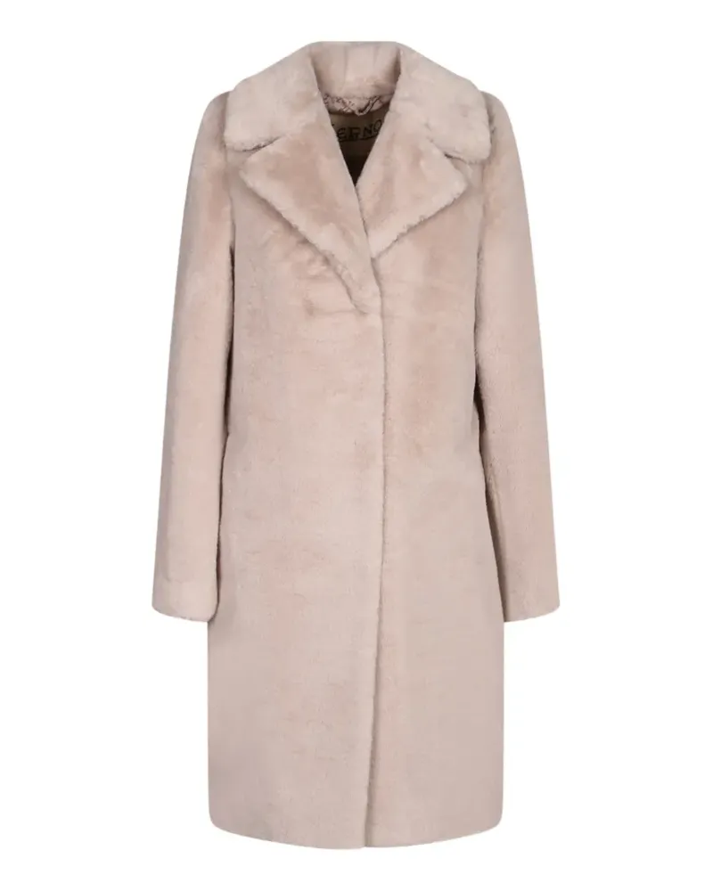 Herno faux-fur notched-lapels coat - Nude Nude