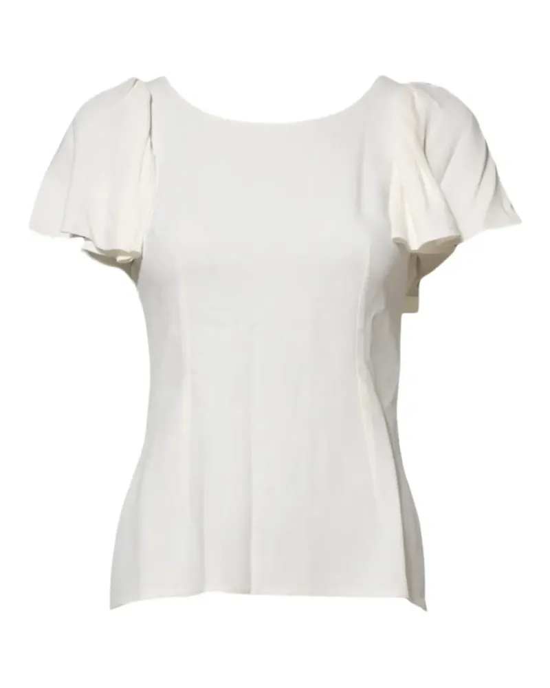 Dolce & Gabbana Rundhals-Top mit Flatterärmeln - Weiß Weiß
