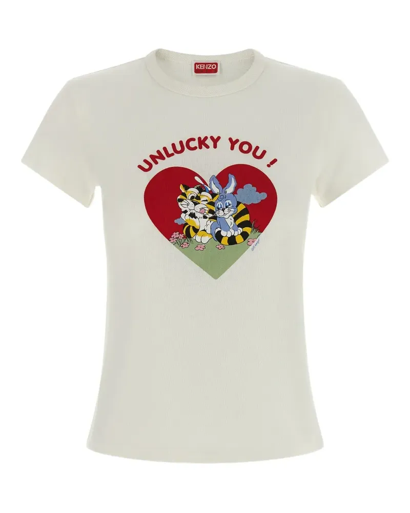 Kenzo T-Shirt mit Hasen-Print - Weiß Weiß