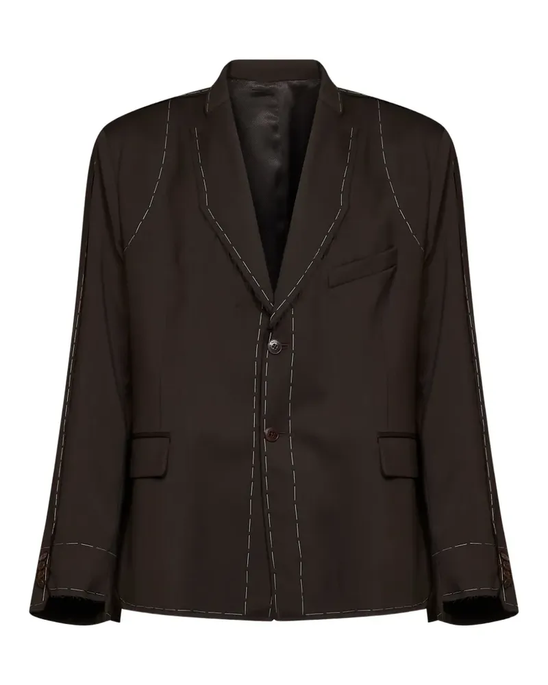 Costumein contrast-stitch raw-edge blazer - Braun Braun