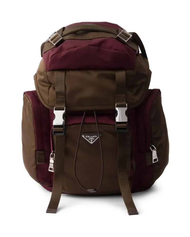 Prada Rucksack mit Logo-Schild - Braun Braun