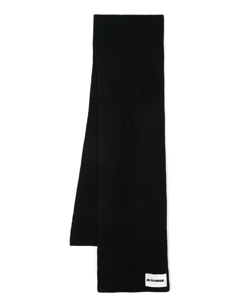 Jil Sander Schal mit Logo-Applikation - Schwarz Schwarz
