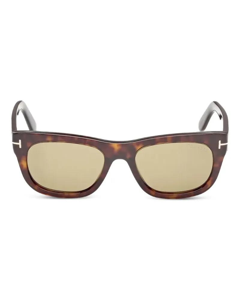 Tom Ford Eckige Sonnenbrille in Schildpattoptik - Braun Braun