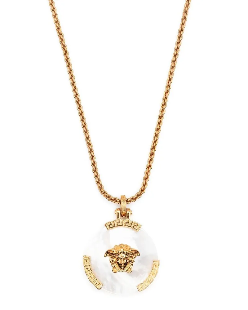 Versace Halskette mit Medusa-Anhänger aus Perlmutt Gold