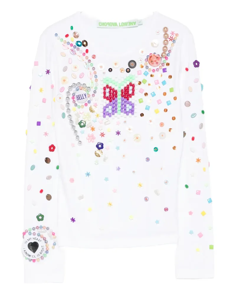 CHOPOVA LOWENA Verziertes Langarmshirt - Weiß Weiß
